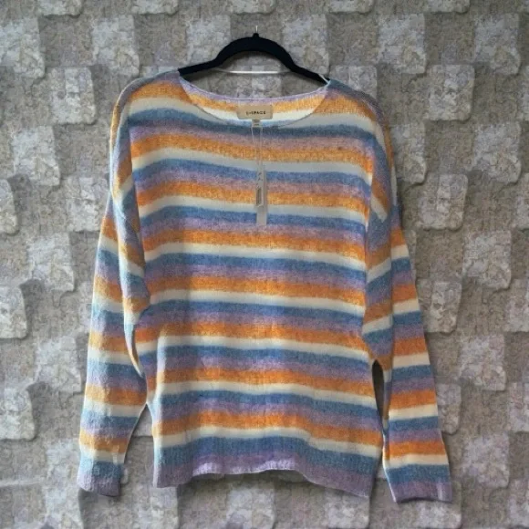 L Space - Cozy Clouds Sweater - Beautiful Skies Stripe Size S NWT - Picture 3 of 8